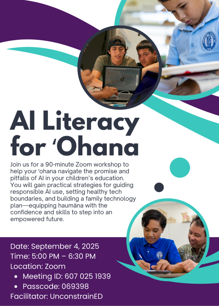 This Thursday 9/4: AI Literacy for ʻOhana - A Zoom Workshop